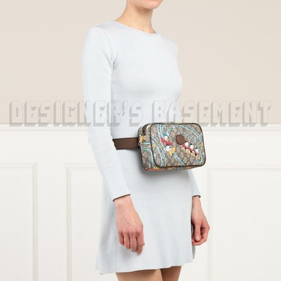 GUCCI x DISNEY brown leather Donald Duck GG Supreme 38-95 leather Belt BUM Bag - Picture 6 of 13